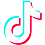 TikTok logo, a white musical note with red and blue shadow effects.