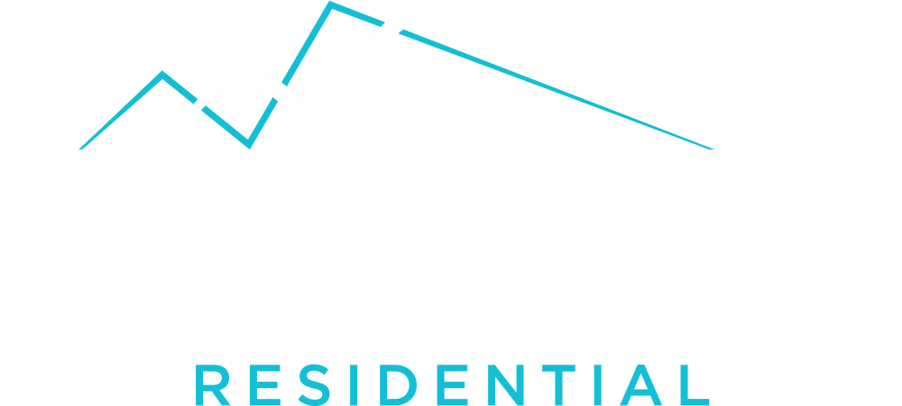 Logo: Light blue geometric mountain graphic above 'MISSION ROCK' in white and 'RESIDENTIAL' in light blue.