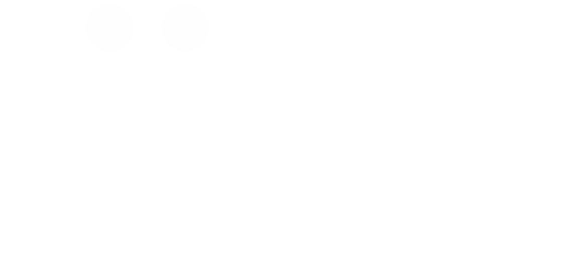 Viridian Reserve Apartments logo featuring white text and three circles.